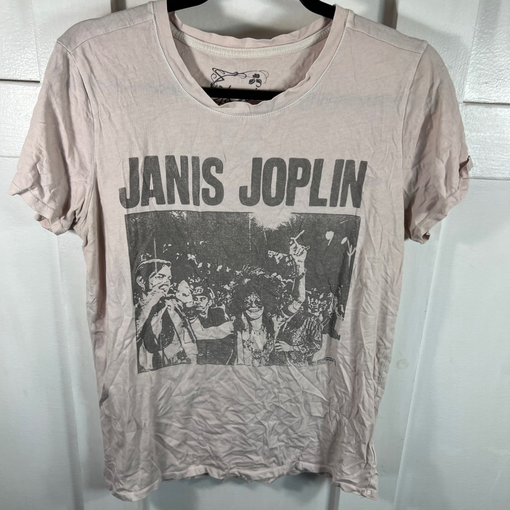 Lucky Brand Janis Joplin Graphic T-Shirt Pink Medium Rock Band Tee